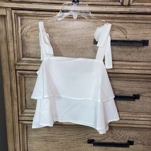 NWOT white SHEIN tie crop tank top